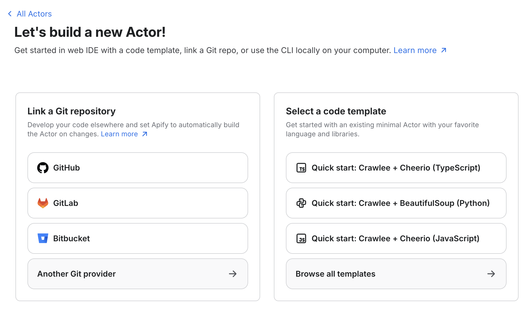 Let's build a new Actor page in Apify Console
